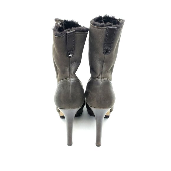 Jimmy Choo Shearling Lined Platform Leather Ankle Boots Brown Womens 39.5 US 9.5 - Picture 5 of 12